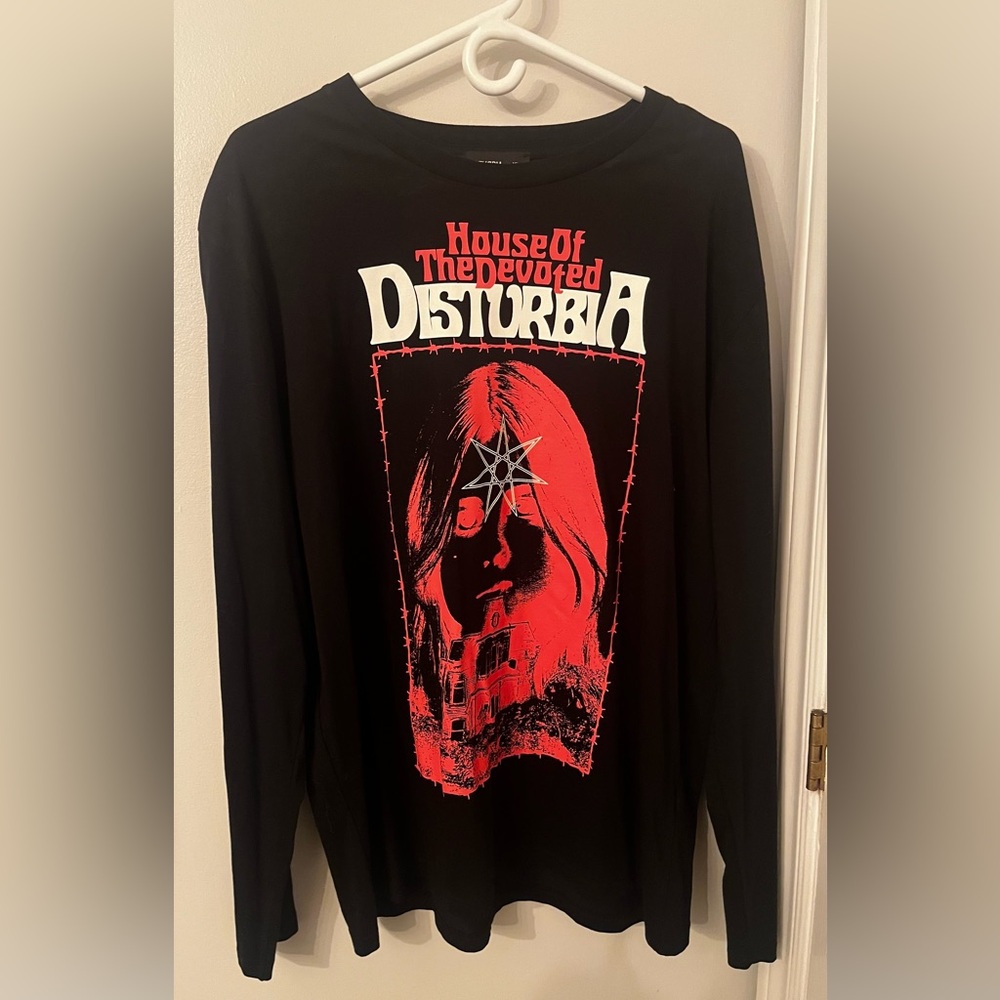Disturbia Black and Red Long Sleeve Tee